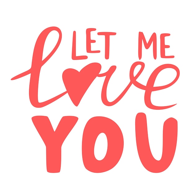 Handgetekende letters Laat me van je houden met hart. Handgeschreven kalligrafie tekst. Doodle schets vectorillustratie geïsoleerd op een witte achtergrond.