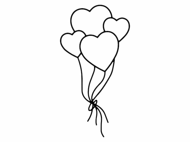 Vector handgetekende liefdesballon valentijnsdag