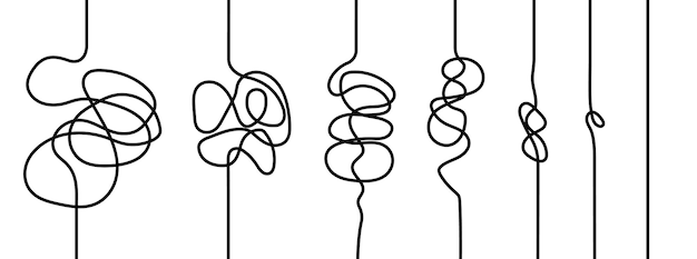 Vector handgetekende lijnen. rommelige chaos van lijnen. getekende lineaire doolhoven