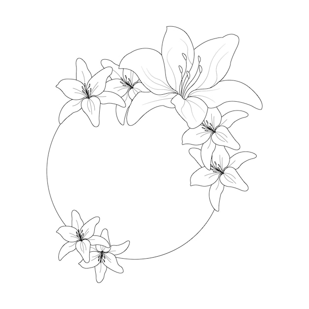 Vector handgetekende lily flower line art vector illustratie