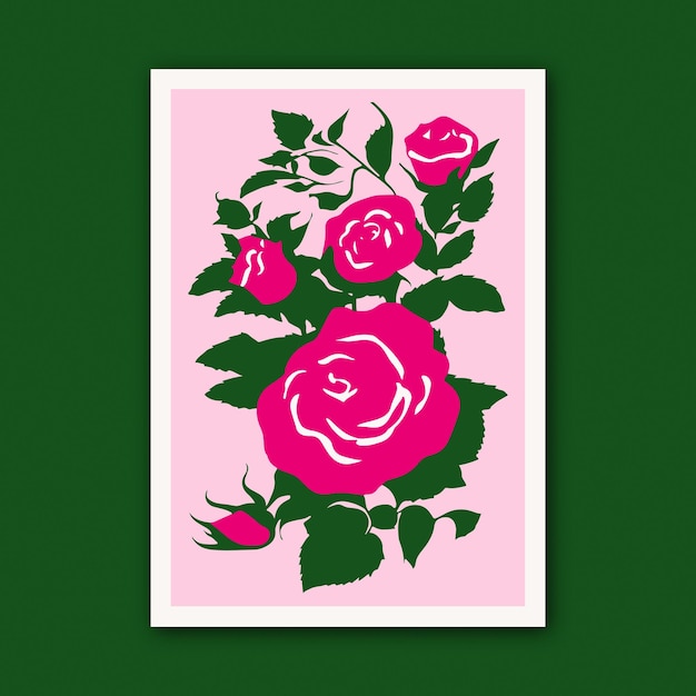 Handgetekende Line Art Flower Poster Botanische Ornament Floral Poster Print