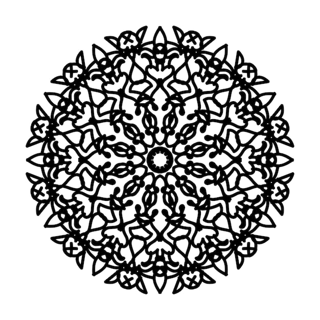 Handgetekende mandala-decoratie in etnisch oosters doodle-ornament