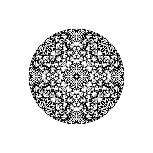 Handgetekende mandala-decoratie in etnisch oosters doodle-ornament