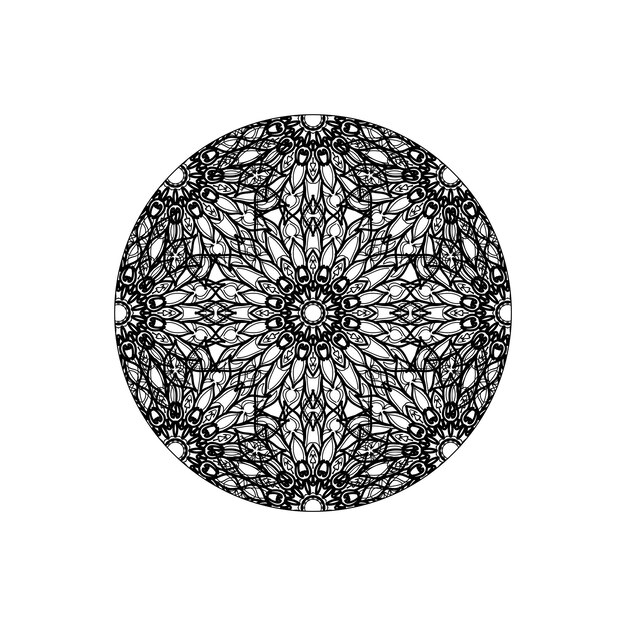 Handgetekende mandala-decoratie in etnisch oosters doodle-ornament