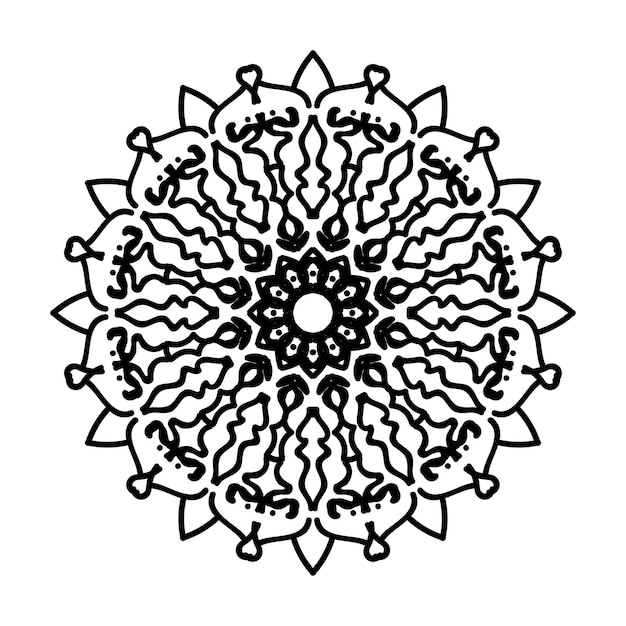 Handgetekende mandala-decoratie in etnisch oosters doodle-ornament