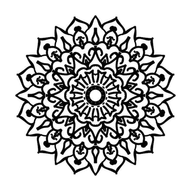 Handgetekende mandala-decoratie in etnisch oosters doodle-ornament