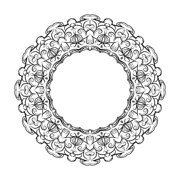 Handgetekende mandala-decoratie in etnisch oosters doodle-ornament