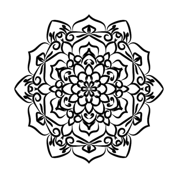 Handgetekende mandala-decoratie in etnisch oosters doodle-ornament