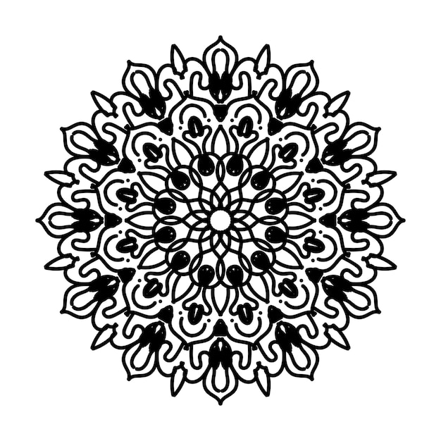 Handgetekende mandala-decoratie in etnisch oosters doodle-ornament