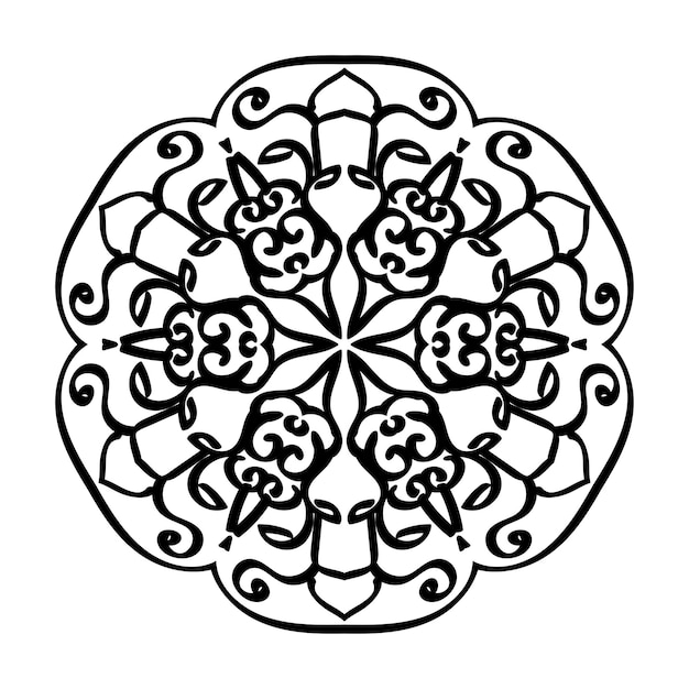 Handgetekende mandala-decoratie in etnisch oosters doodle-ornament