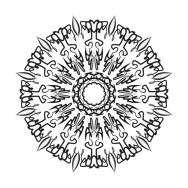 Handgetekende mandala-decoratie in etnisch oosters doodle-ornament