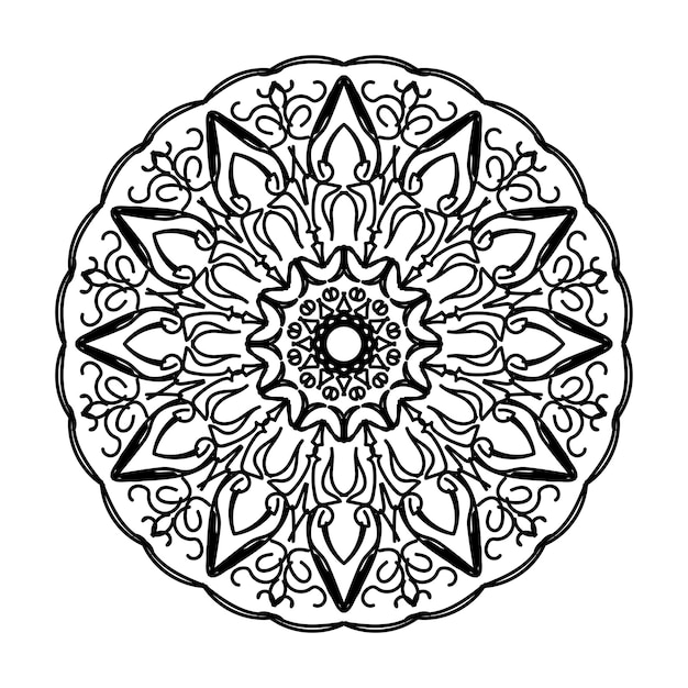 Handgetekende mandala-decoratie in etnisch oosters doodle-ornament