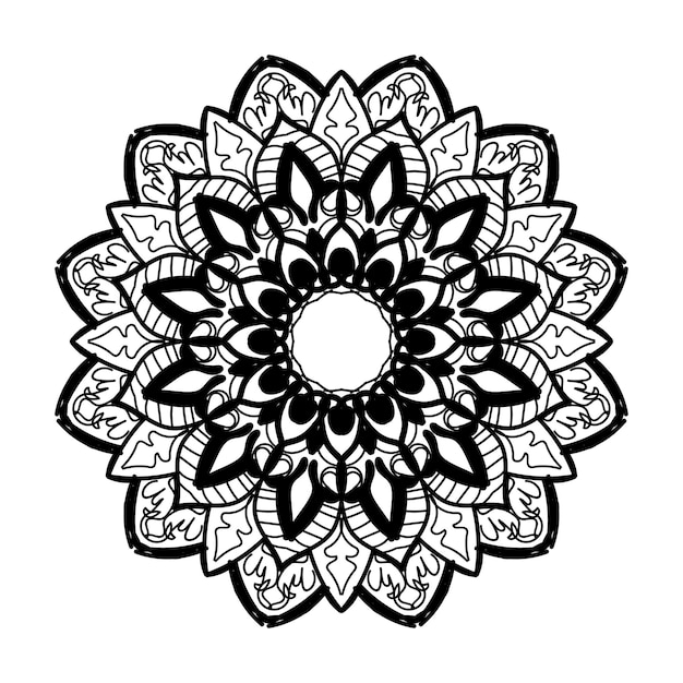 Handgetekende mandala-decoratie in etnisch oosters doodle-ornament