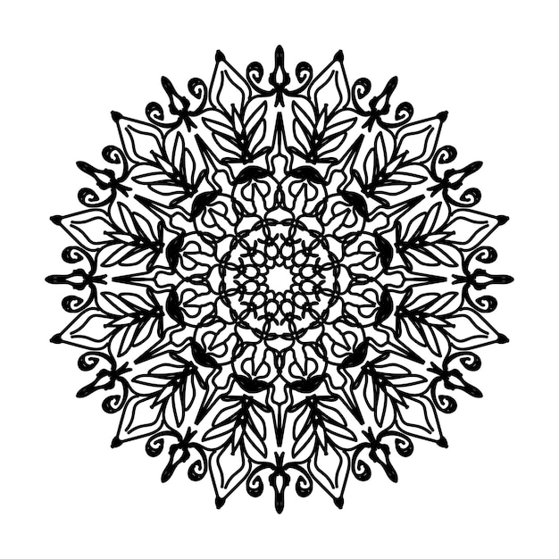 Handgetekende mandala-decoratie in etnisch oosters doodle-ornament