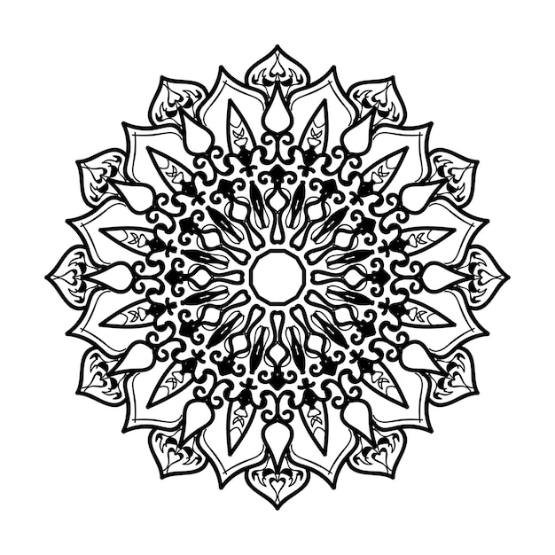 Handgetekende mandala-decoratie in etnisch oosters doodle-ornament