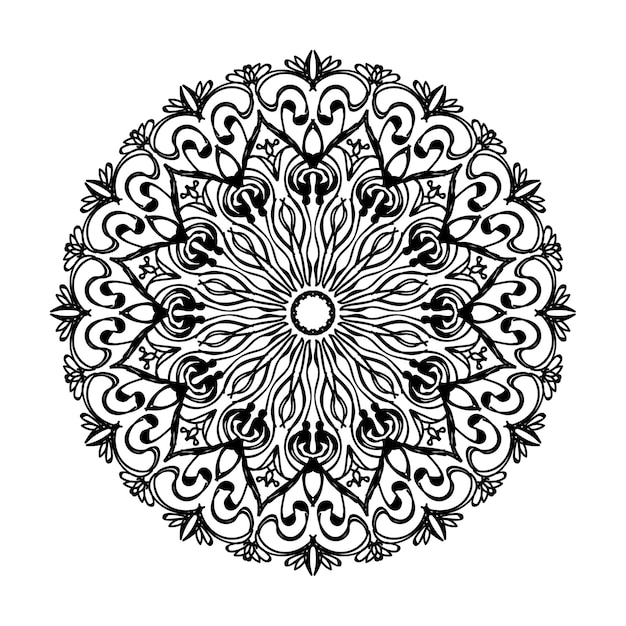 Handgetekende mandala-decoratie in etnisch oosters doodle-ornament