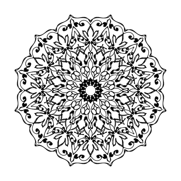 Handgetekende mandala-decoratie in etnisch oosters doodle-ornament