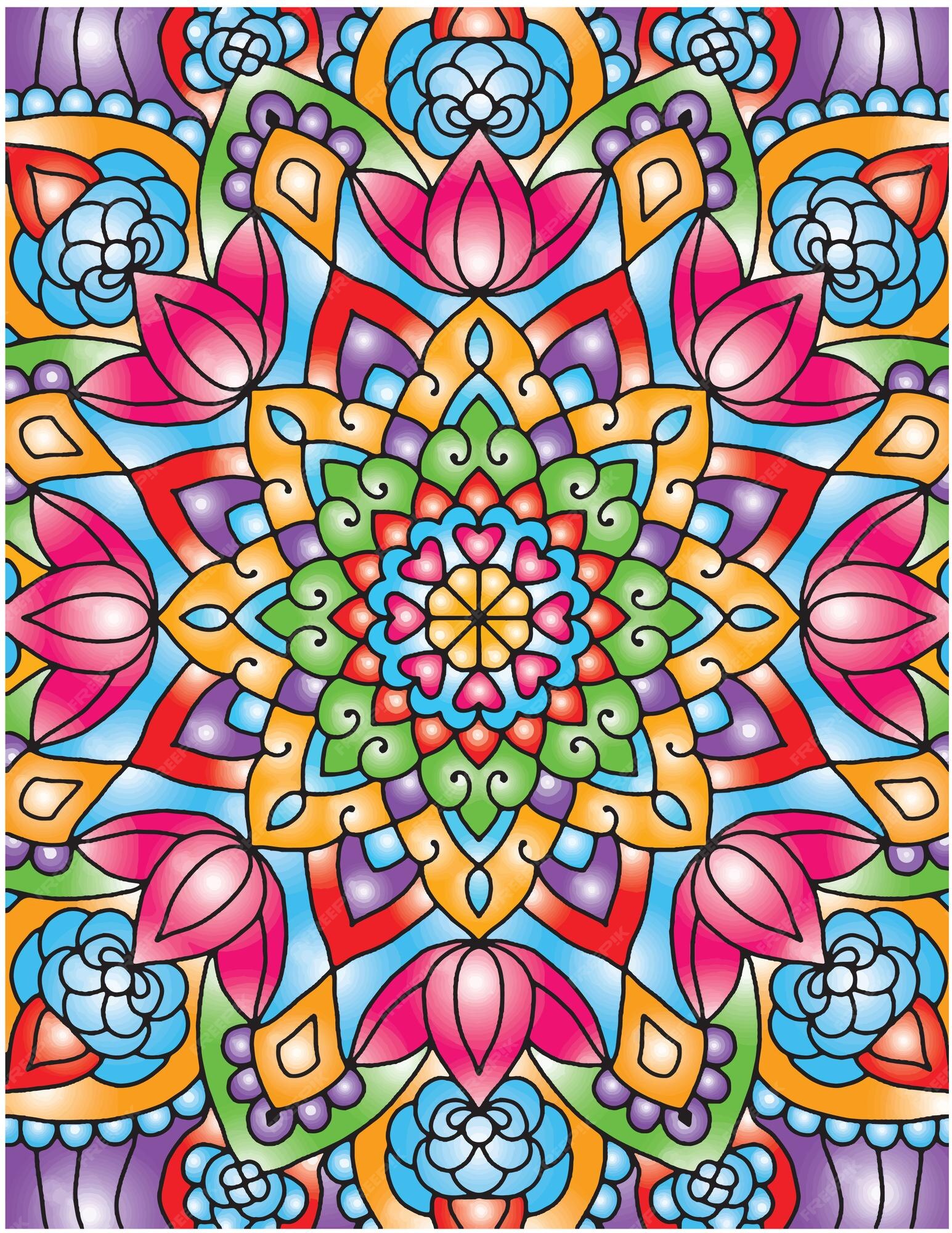 Handgetekende mandala kleurplaten voor volwassen kleurboek. bloemen