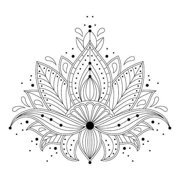 Vector handgetekende mandala lotusbloemtekening