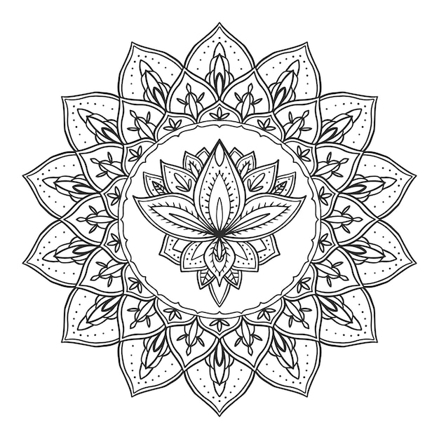 Handgetekende mandala lotusbloemtekening