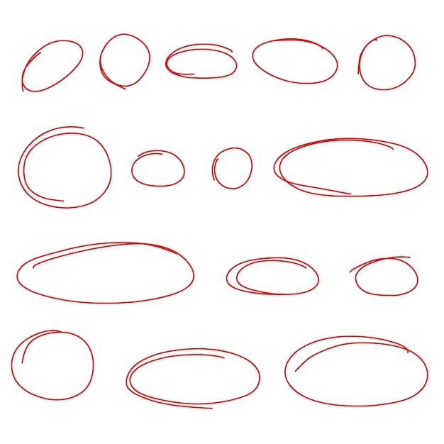 Vector handgetekende markeerstiftframeset doodle markeerovalen markeringsschets tekst markeren