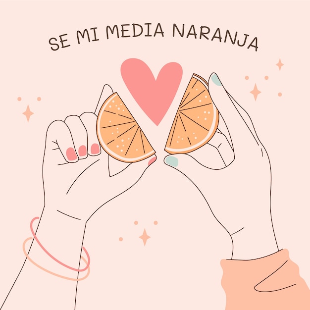 Vector handgetekende media naranja illustratie