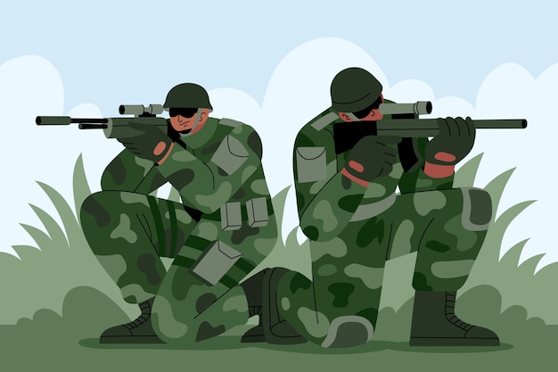 Handgetekende militaire achtergrond