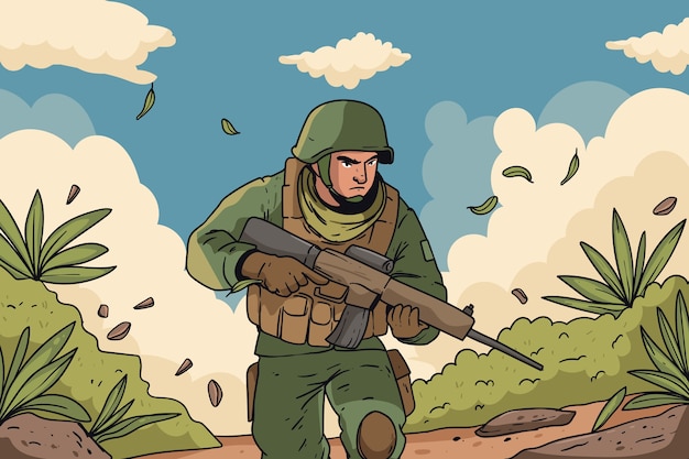 Handgetekende militaire achtergrond
