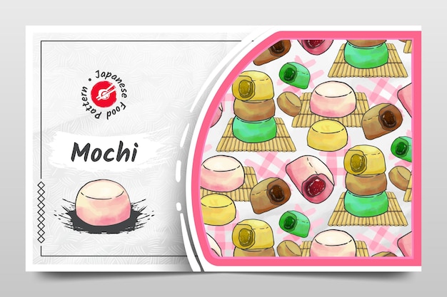 Handgetekende Mochi als Japans voedselpatroon