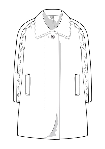 Vector handgetekende mode stijl schets doek jas jacket loopgraaf omtrek illustratie