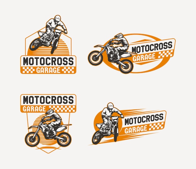 Handgetekende Motorcross Adventure Club-logo-badge instellen