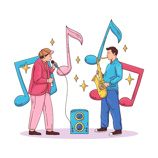 Handgetekende muziekillustratie