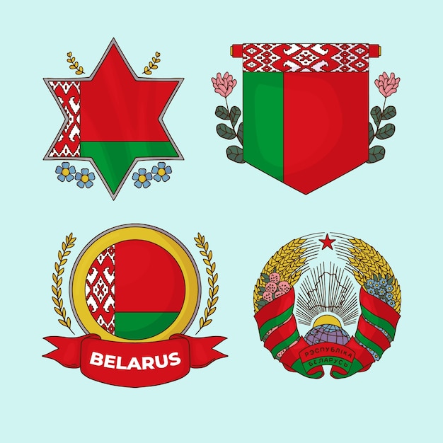 Handgetekende nationale emblemen van Wit-Rusland
