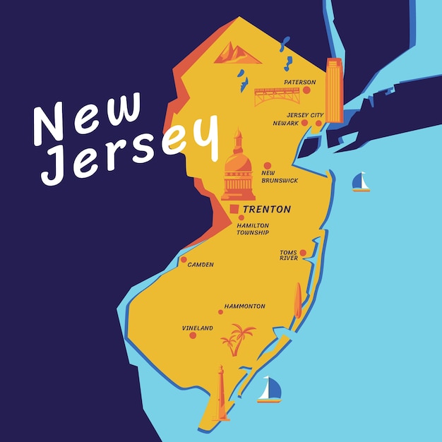 Vector handgetekende new jersey illustratie