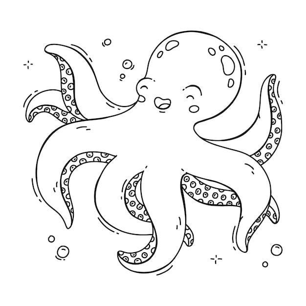 Handgetekende octopus schets illustratie