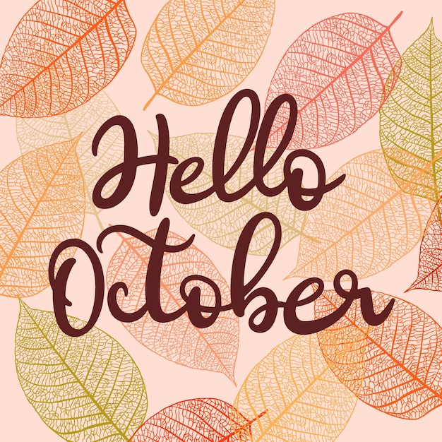 Vector handgetekende oktober belettering