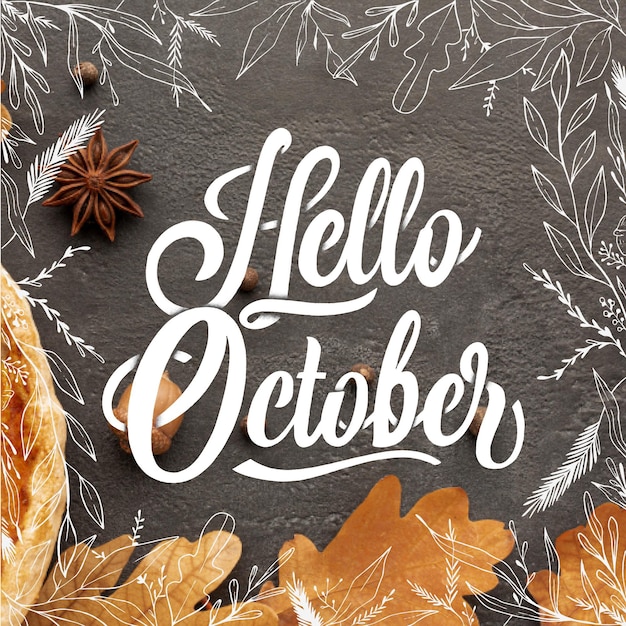 Vector handgetekende oktober belettering