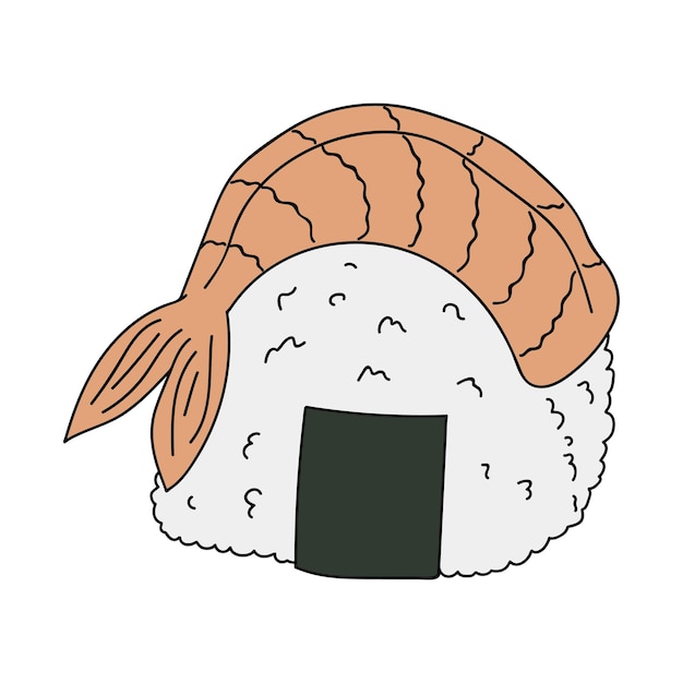 Handgetekende onigiri clipart Japans fastfood gemaakt van rijst Rijstbal in nori zeewier