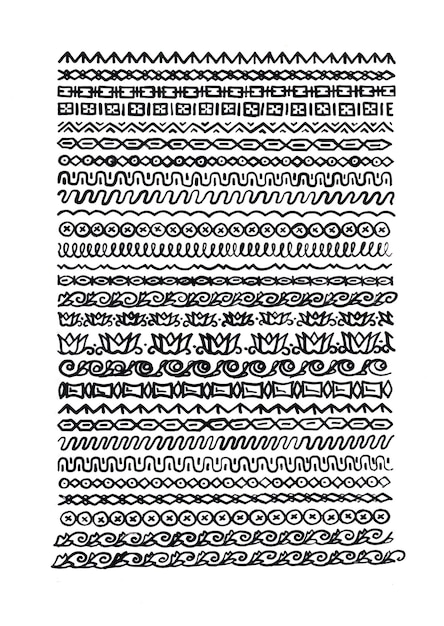 Handgetekende ontwerpelementen kalligrafie grenzen boekontwerp pagina decor Zwarte witte inkt Elegant
