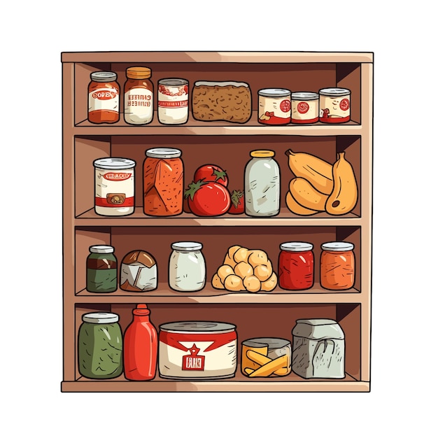 Handgetekende Pantry cartoon vector illustratie clipart witte achtergrond