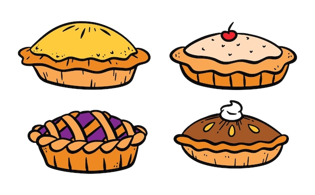 Handgetekende pie doodle vector illustratie