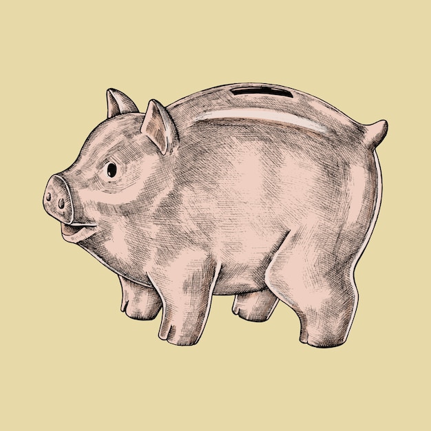 Handgetekende piggy bank illustratie