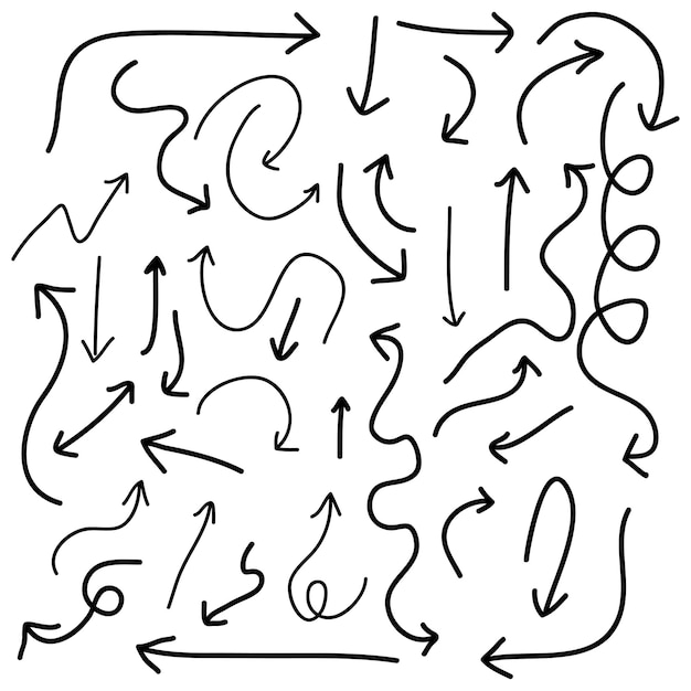 Handgetekende pijlcollectie Gratis vectorpijlen set.