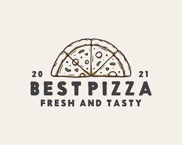Handgetekende pizza logo sjabloon