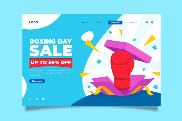 Handgetekende platte boxing day sale bestemmingspagina-sjabloon