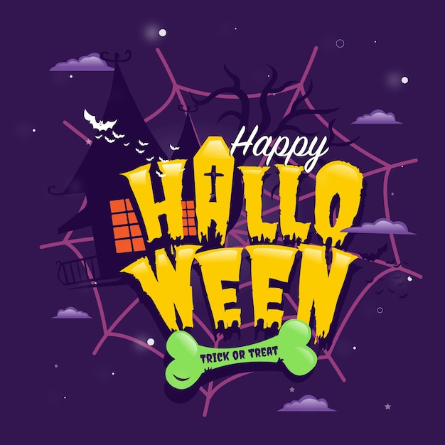 Vector handgetekende platte halloween-achtergrond