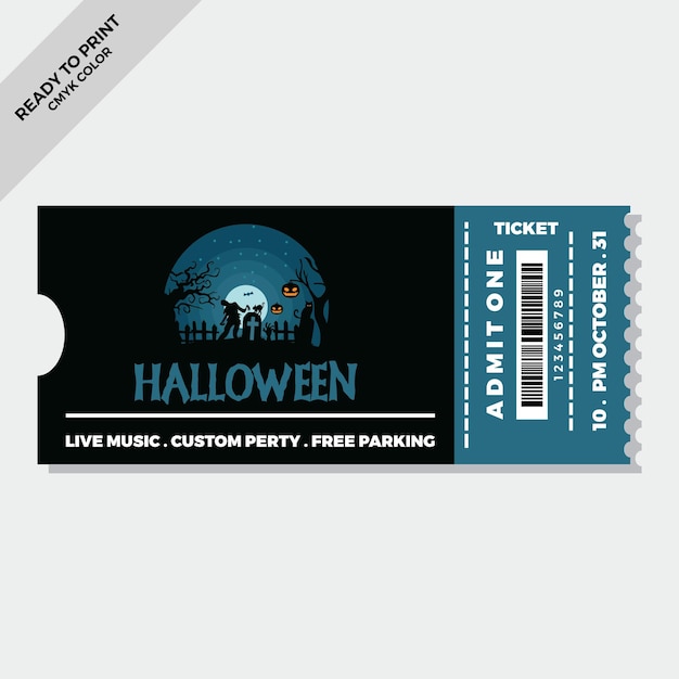 Handgetekende platte halloween-tickets