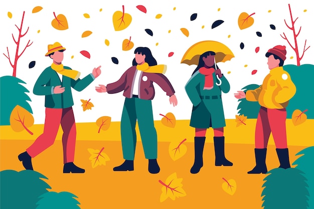 Vector handgetekende platte herfstillustratie