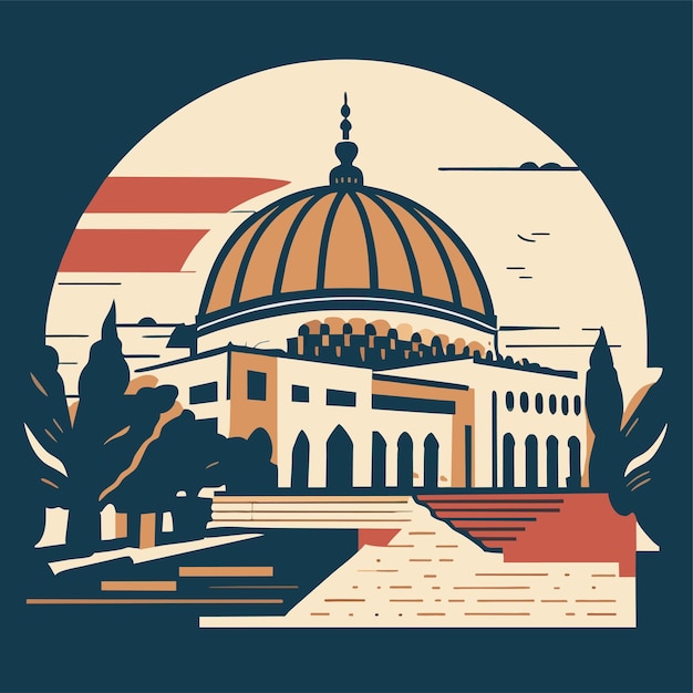 Vector handgetekende platte ontwerp al aqsa illustratie of handgetekende al aqsa illustratie