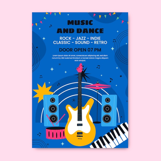 Handgetekende poster van een muziekfestival